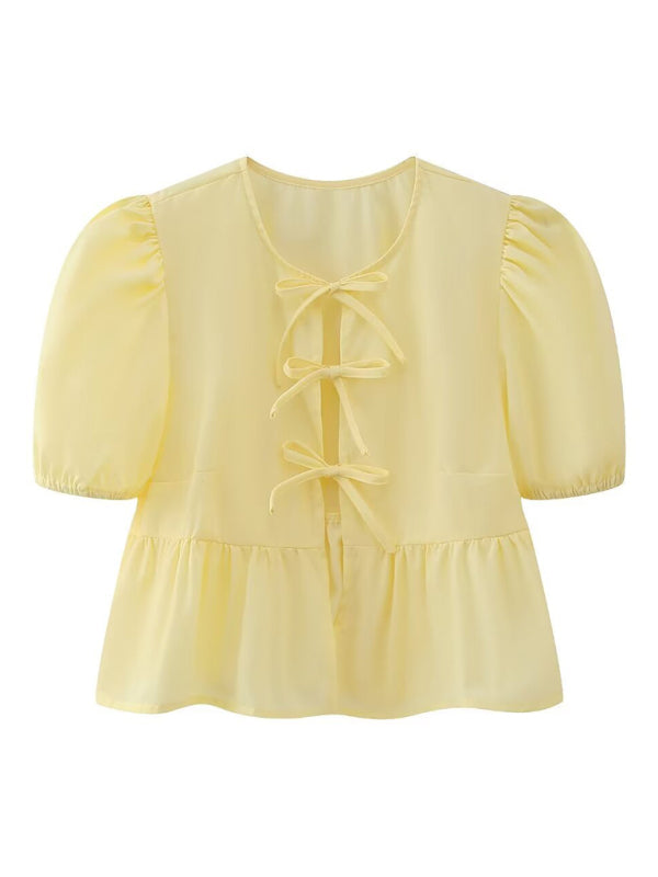 Dames Korte Puff Mouw Top met Spaghetti Bandjes 8