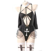 Dames Kostuum Kloosterstijl Bodysuit voor Cosplay met Sluier en Kousen 0