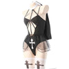 Dames Kostuum Kloosterstijl Bodysuit voor Cosplay met Sluier en Kousen 1