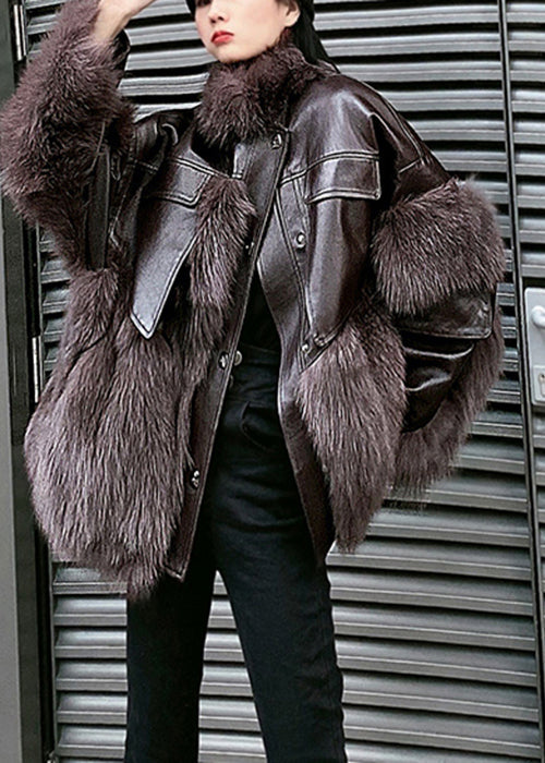 Dames Kunstleren Jas Patchwork Stijl 1