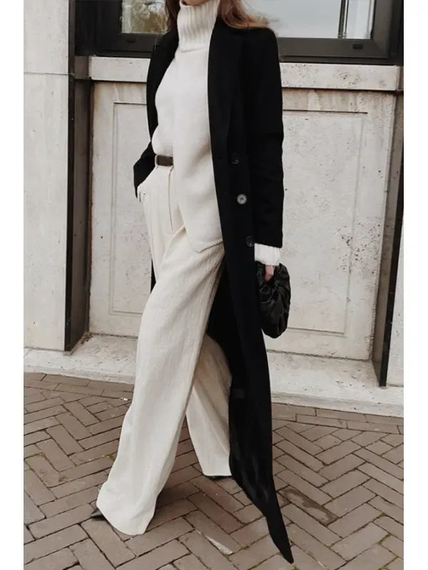 Dames Lange Jas Met Dubbele Rij Knopen 1