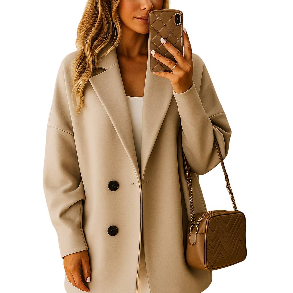 Dames Lange Jas Met Enkele Rij Knoppen 0