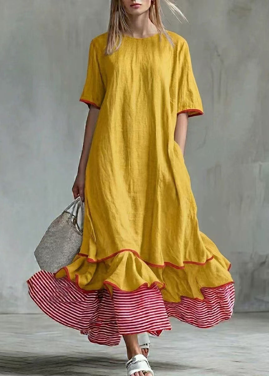 Dames Lange Jurk Gestreept Patchwork Met Extra Grote Zoom 1