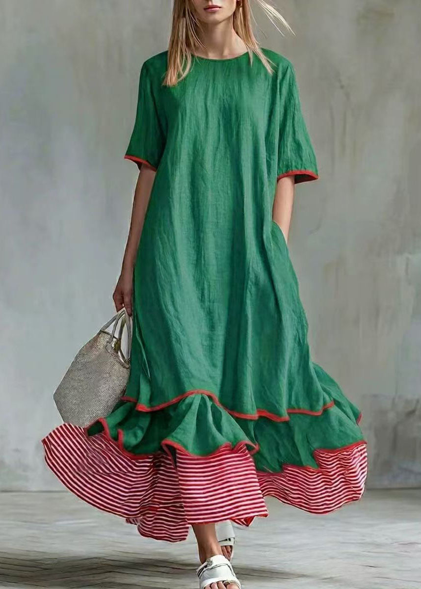 Dames Lange Jurk Gestreept Patchwork Met Extra Grote Zoom 3
