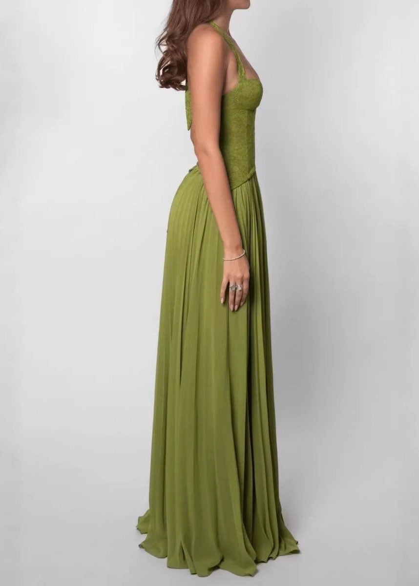 Dames Lange Jurk Halter Rugloos Met Gekruiste Bandjes 3