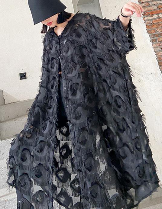 Dames Lange Jurk met Veer en V-hals - Ademend Chiffon voor Zomer 2