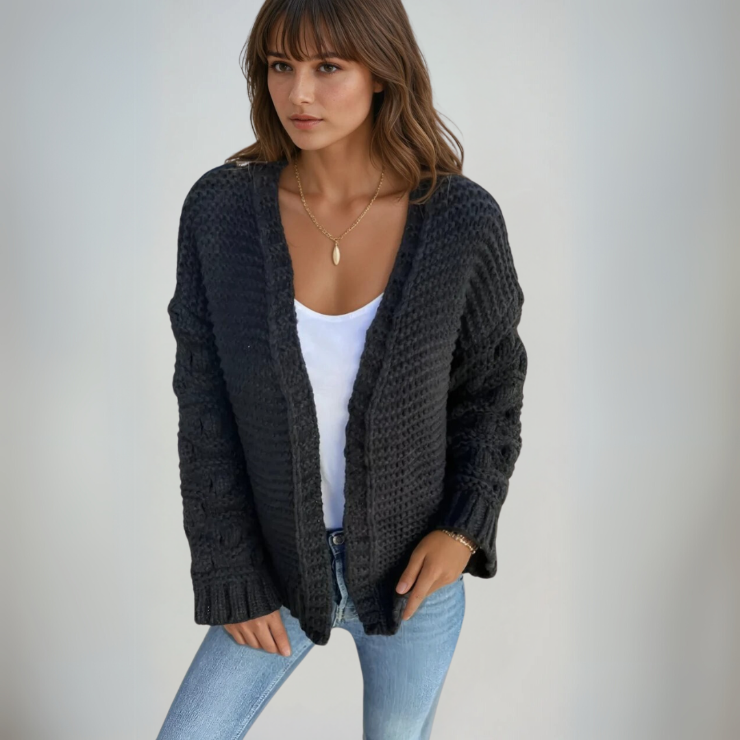 Dames Lange Mouwen Cardigan Chunky Brei 1