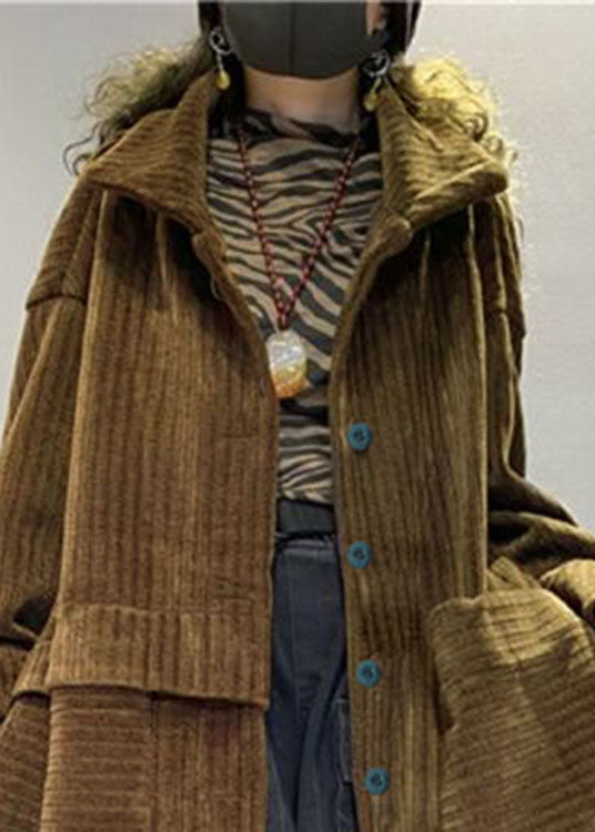 Dames Lange Mouwen Katoenen Corduroy Jas met Zakjes 4