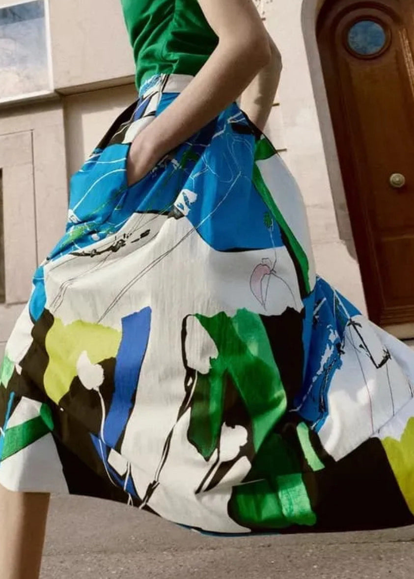 Dames Lange Rok met Blauwe Print en Grote Zoom 4