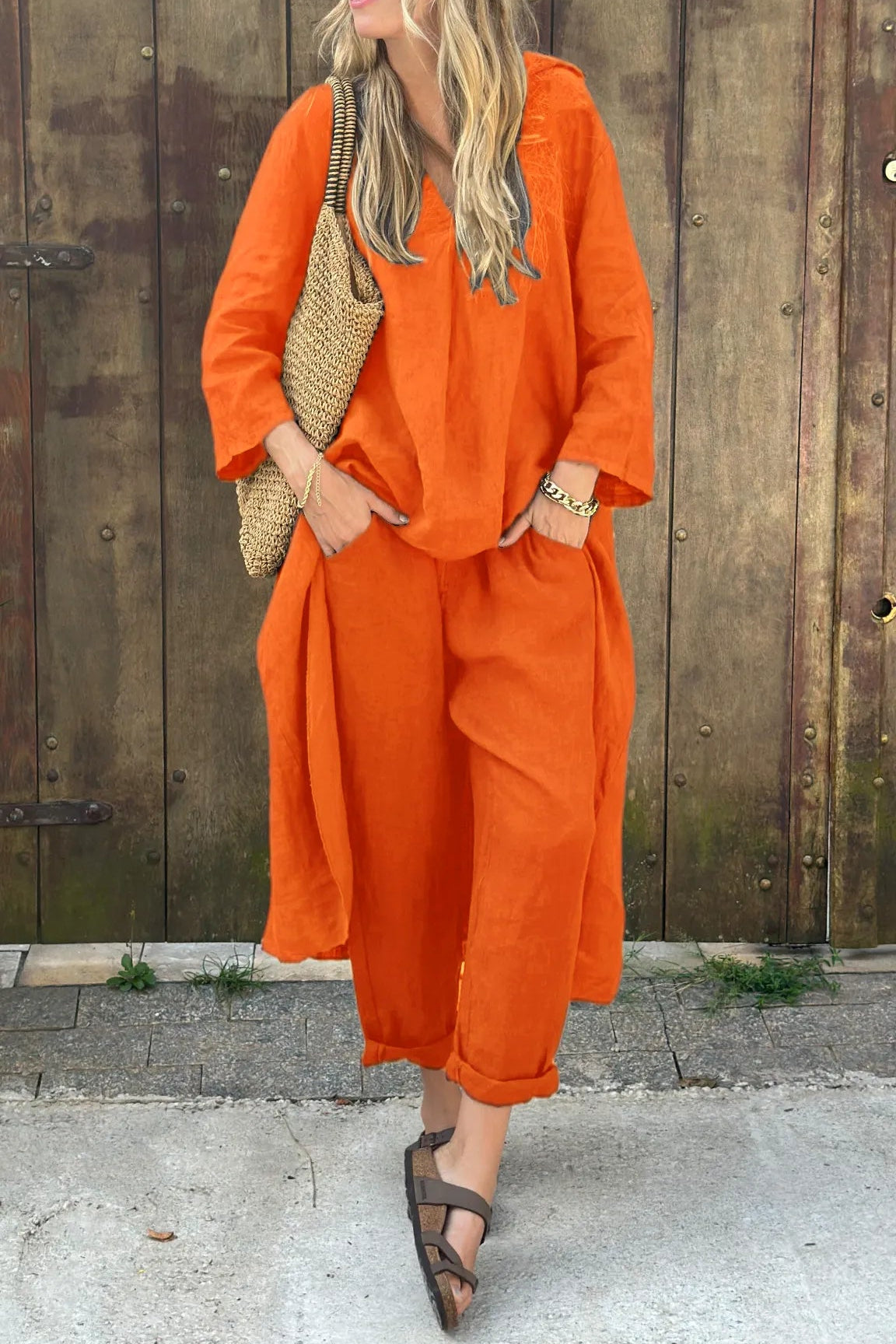 Dames Lange Tuniek en Broekset Casual Stijl 6