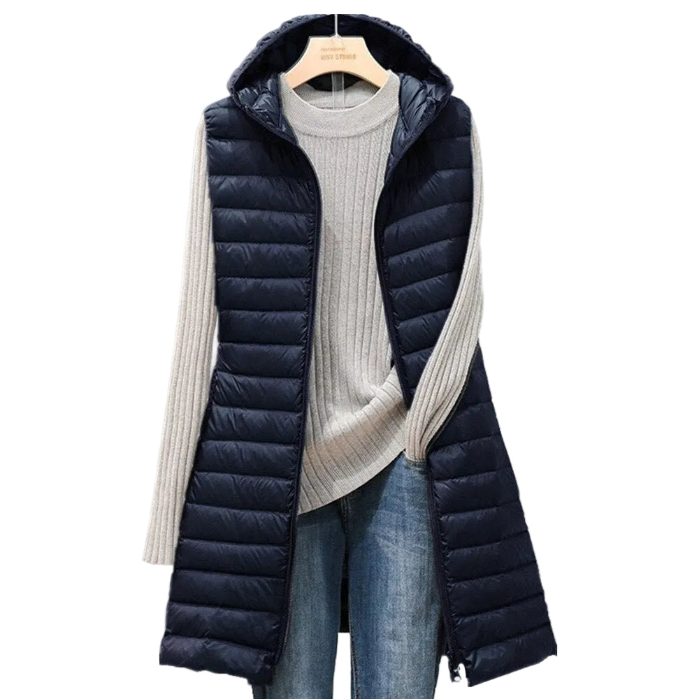 Dames Lange Winterjas Met Capuchon Gewatteerd Stylish 3