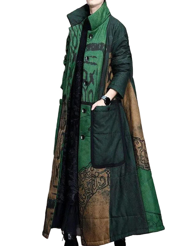 Dames Lange Winterjas Met Print En Zakjes Voor Koudere Maanden 0