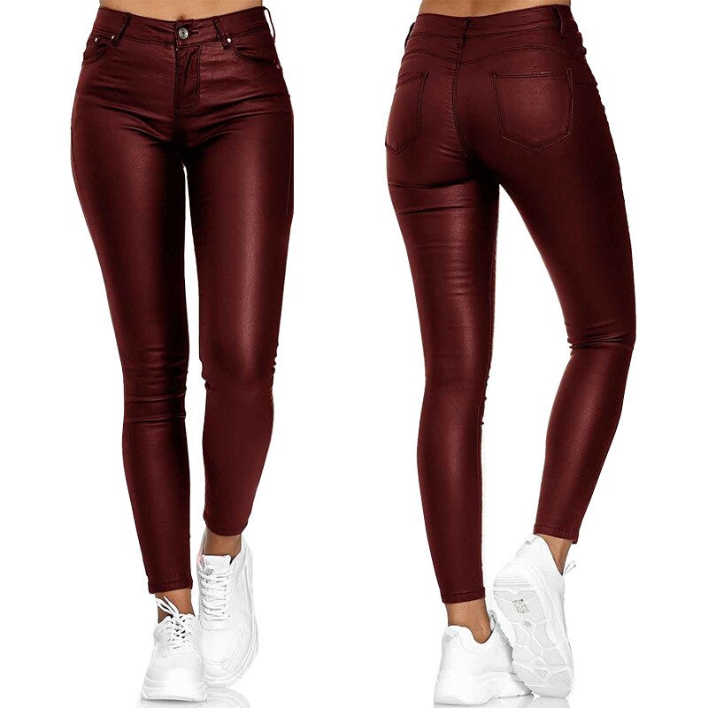 Dames Leren Broek Stretch 4