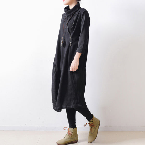 Dames Linnen Jurk Met Schouderrits Patchwork Stijl 2