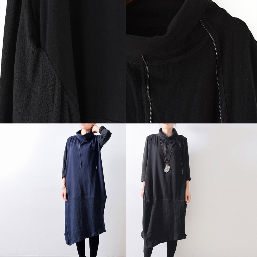 Dames Linnen Jurk Met Schouderrits Patchwork Stijl 4