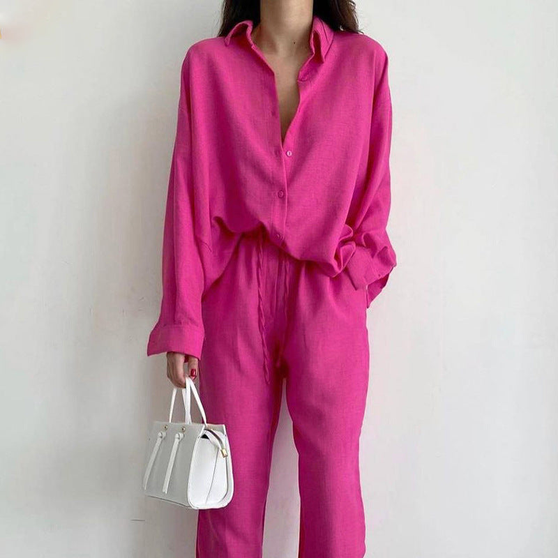 Dames Linnen Set Blouse en Wijde Broek 1
