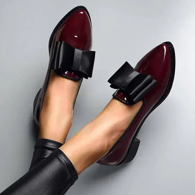 Dames Loafers Stijlvol met Decoratieve Strik en Puntige Neus 1