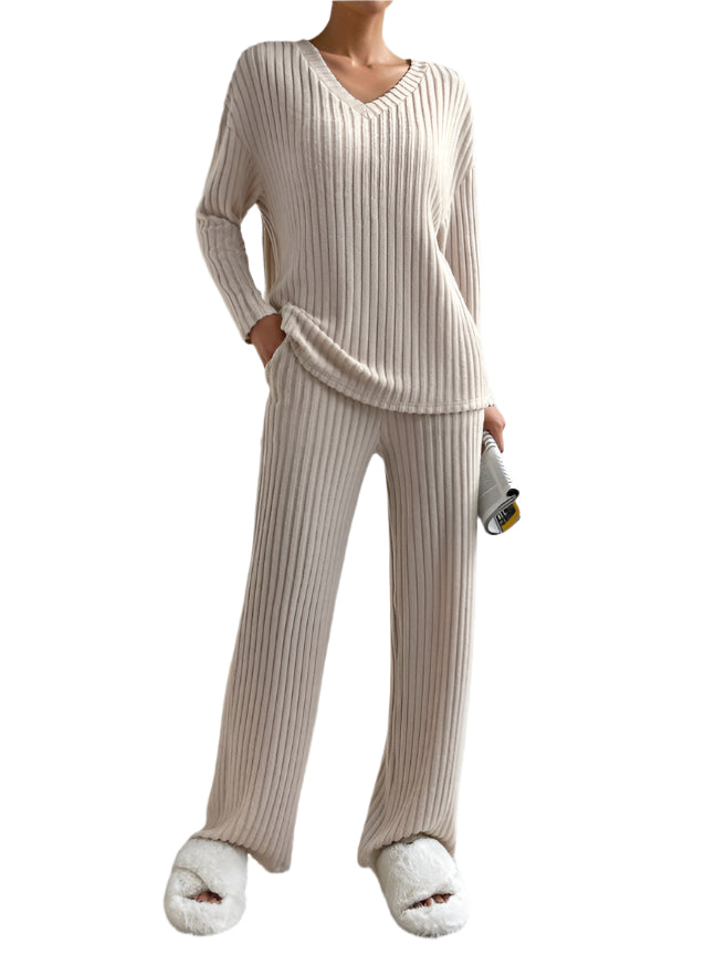 Dames Lounge Set Ribbelgebreid Comfortabel 0