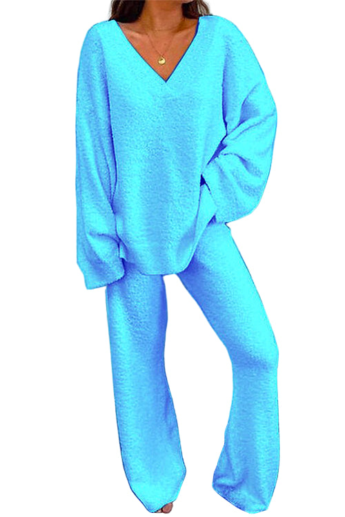 Dames Loungewear Set met V-hals en Vleermuismouwen 1