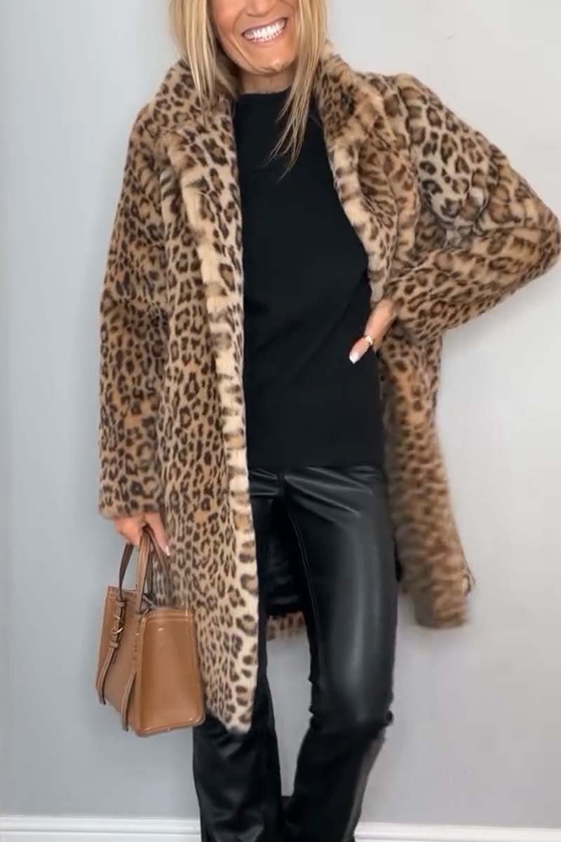 Dames Luxe Leopard Coat Chique Stijl 2