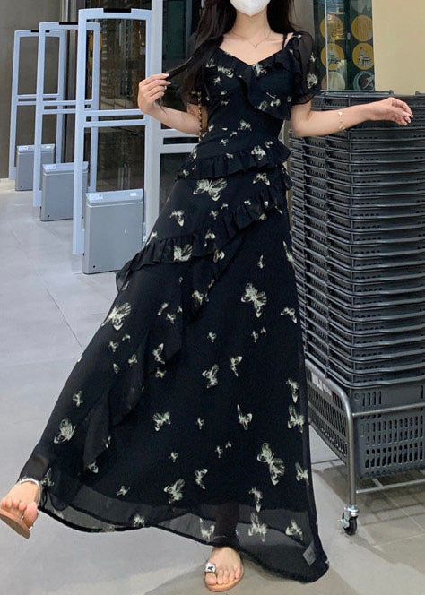 Dames Maxi-jurk Boheemse Print Ruches 2