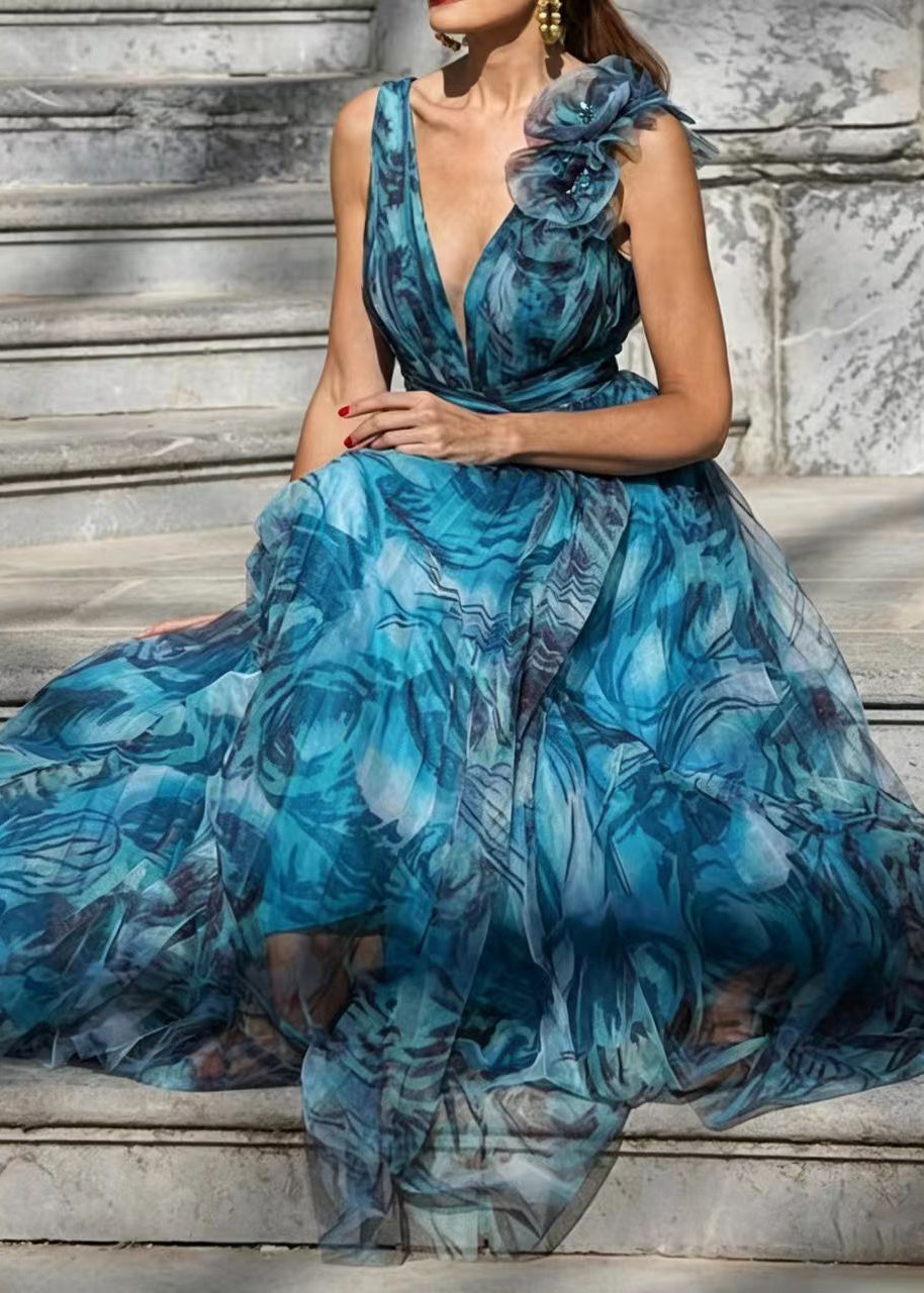 Dames Maxi-jurk Boheemse Stijl V-hals Bloemenprint 1