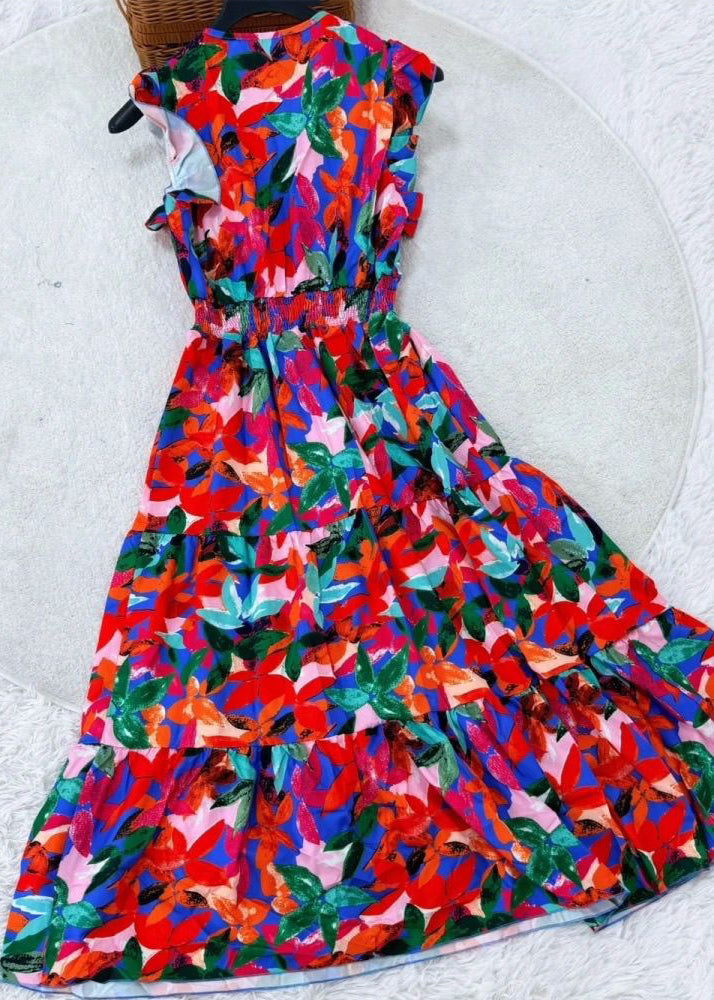 Dames Maxi-jurk Met Ruches En Mouwloos Design 3