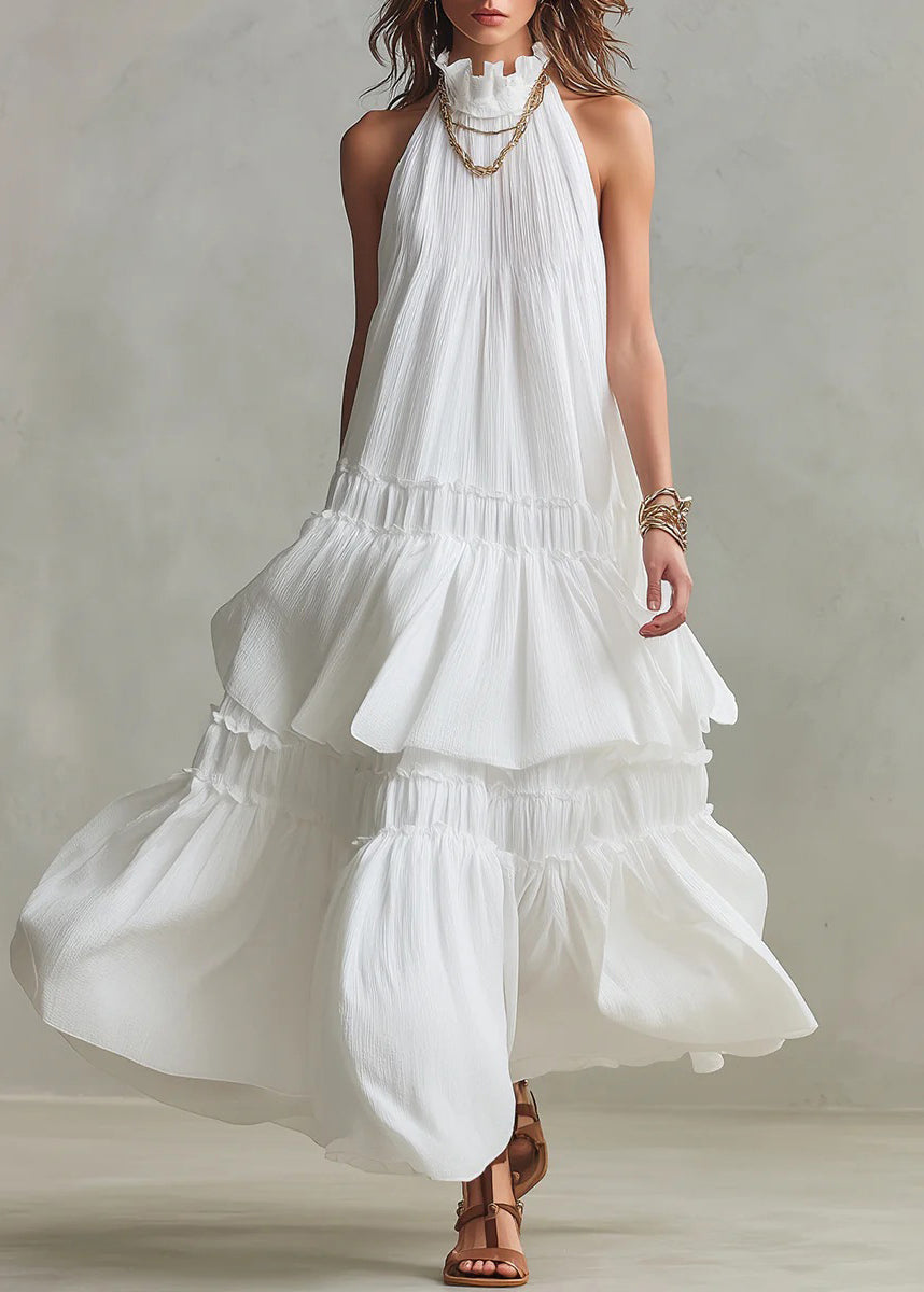 Dames Maxi-jurk Mouwloos met Ruches en Patchwork 4