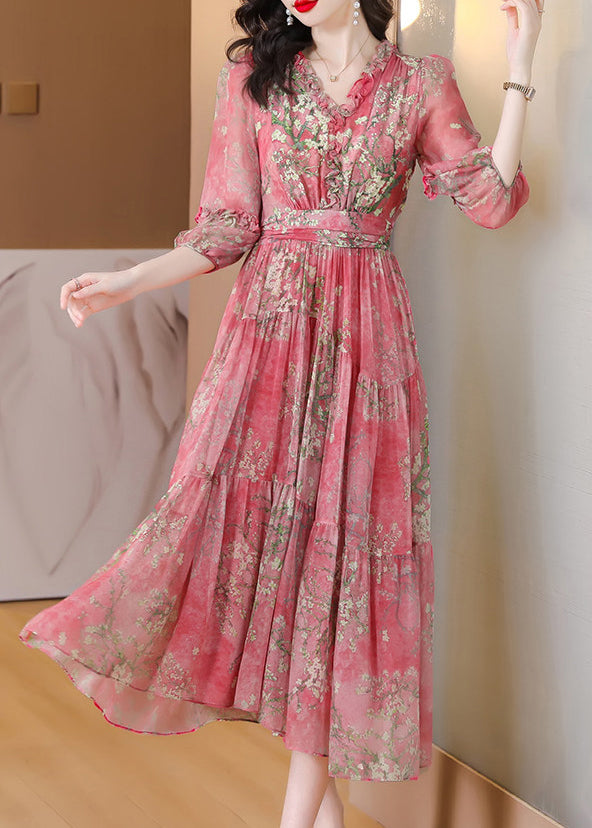 Dames Maxi-jurk Ruches Patchwork Print 3