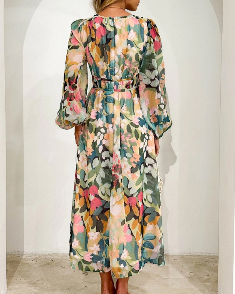 Dames Maxi Jurk Bloemenprint Ademend voor Zomer Gelegenheden 4