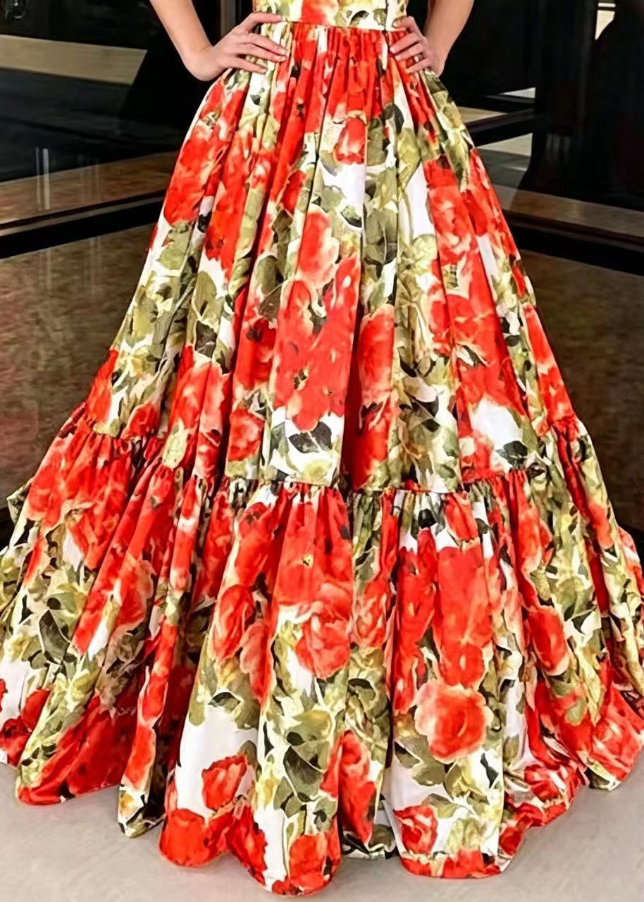 Dames Maxi Jurk Boho Stijl Mouwloos met Veterprint 4