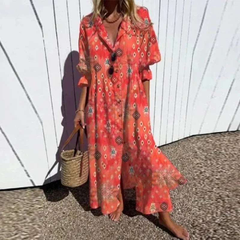 Dames Maxi Jurk Boho Stijl Vloeiende Stof voor Zomer 5