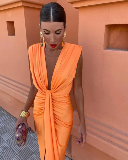 Dames Maxi Jurk Geplooid voor Zomer en Speciale Gelegenheden 2