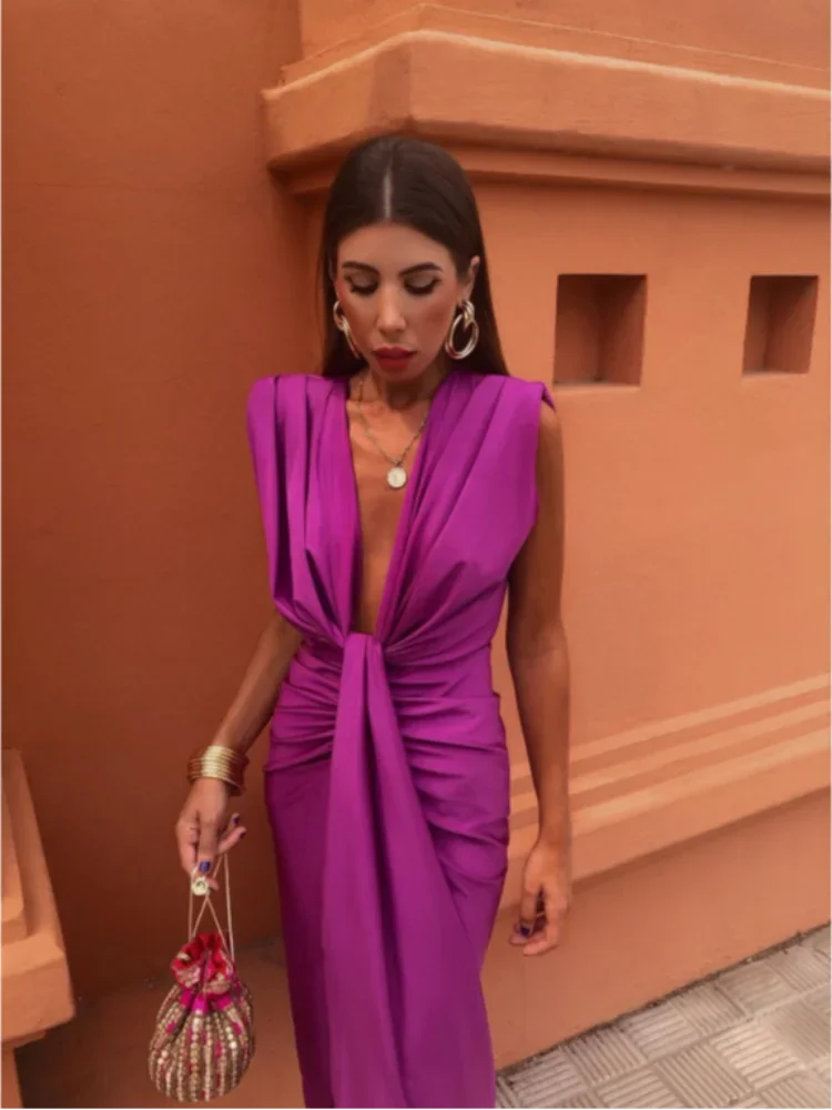 Dames Maxi Jurk Geplooid voor Zomer en Speciale Gelegenheden 4