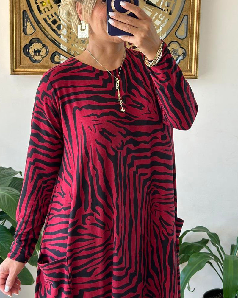 Dames Maxi Jurk Lange Mouwen Katoenmix Losse Stijl 1