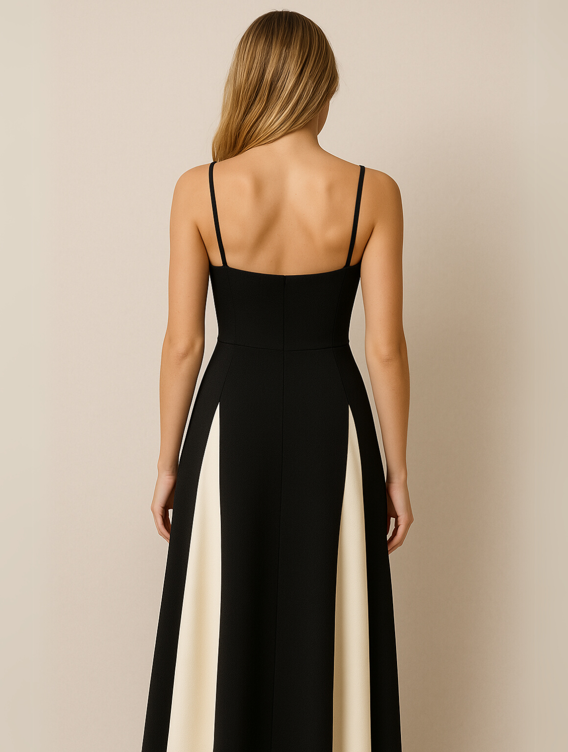 Dames Maxi Jurk Met Contrasterend Paneel 3