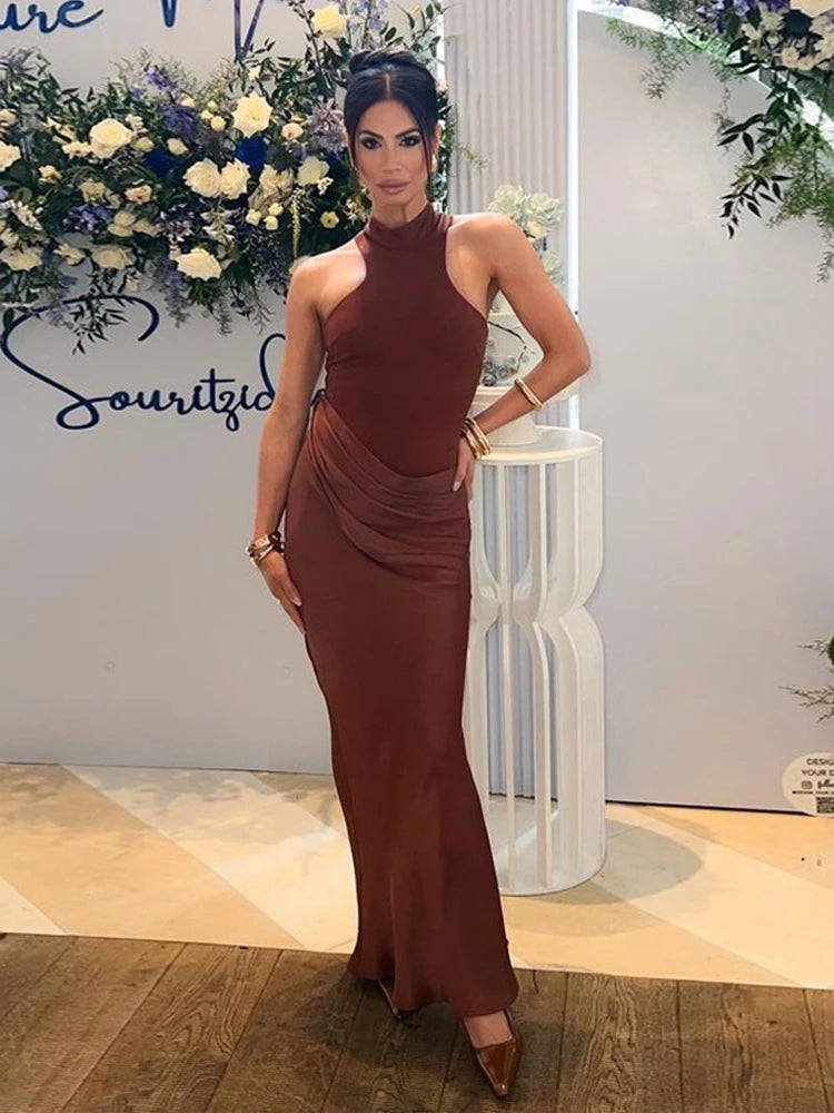 Dames Maxi Jurk Mouwloos met Hoge Taille voor Feestelijke Gelegenheden 1