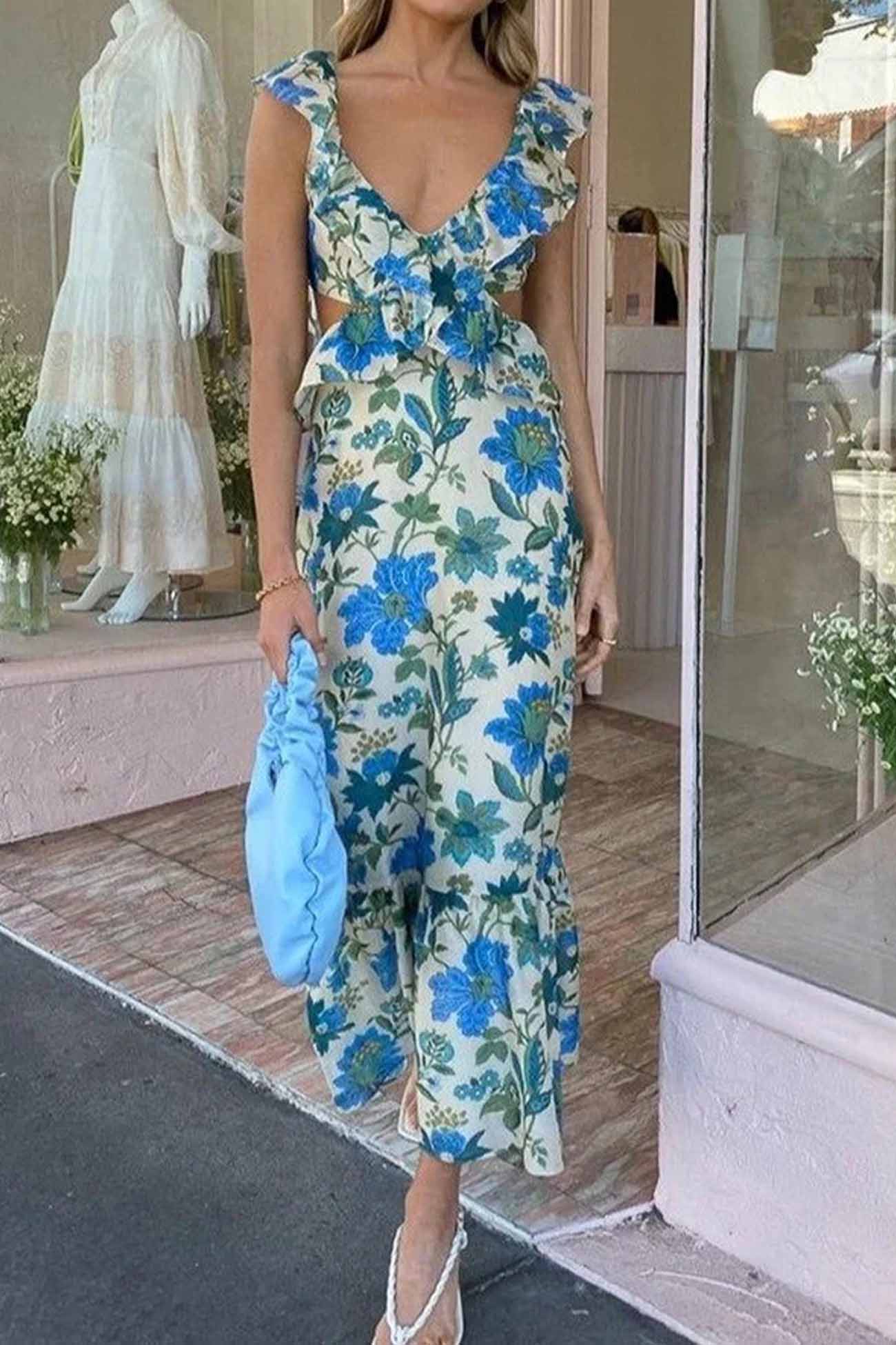 Dames Maxi Jurk Mouwloos met Ruches voor Zomergebeurtenissen 2