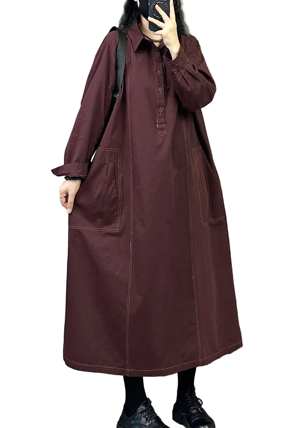 Dames Maxi Jurk Oversized Bohemien Stijl Herfst 0
