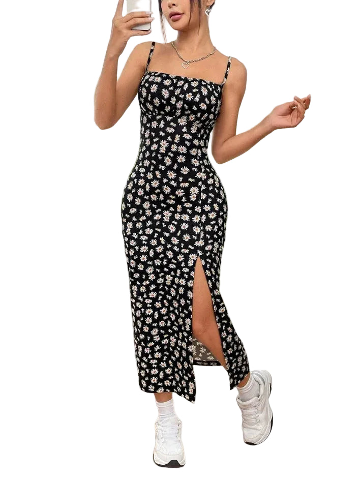 Dames Maxi Jurk Strapless met Hoge Split 2