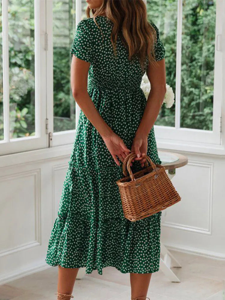 Dames Maxi Jurk met Bloemenprint en Pofmouwen 4