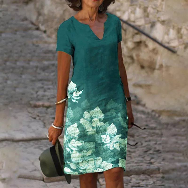 Dames Maxikleed Bloemenprint Vloeiende Ademend Materiaal 1