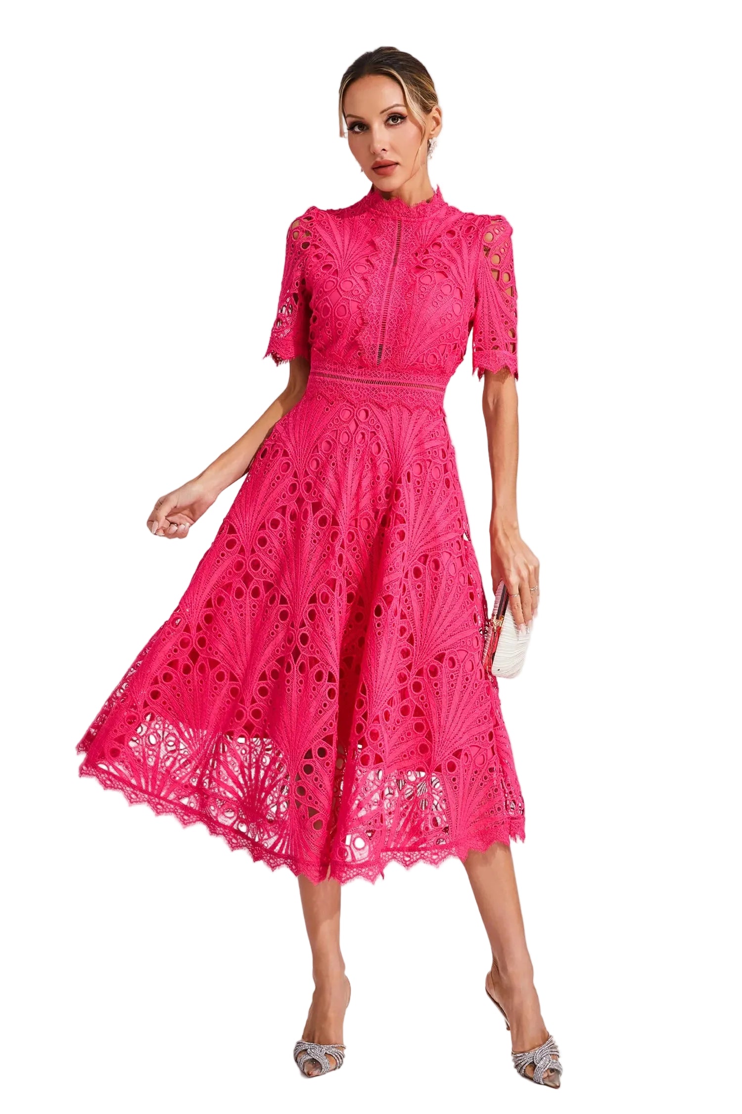 Dames Midi-jurk met Kanten Accenten 0