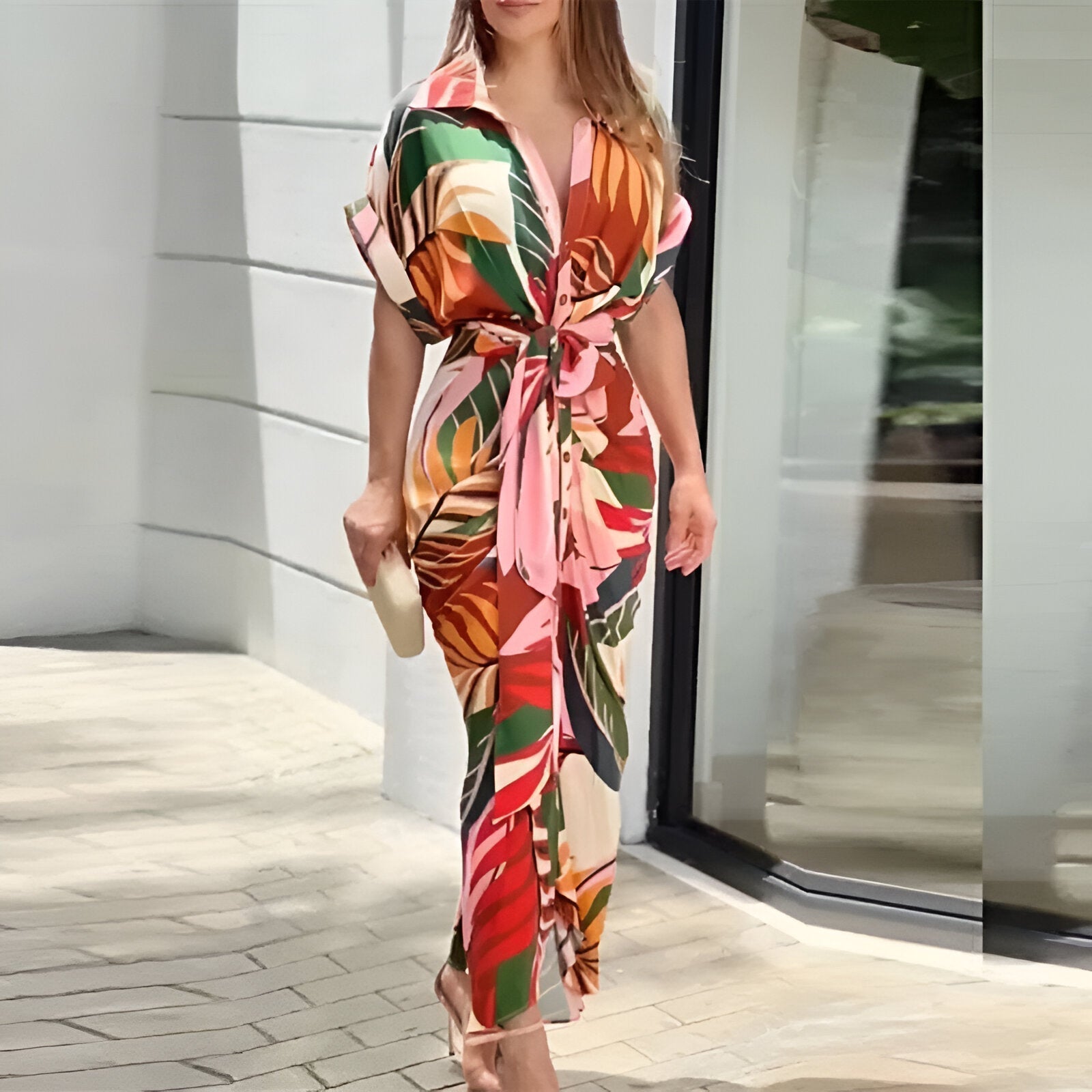 Dames Midi-jurk met Strikceintuur 2