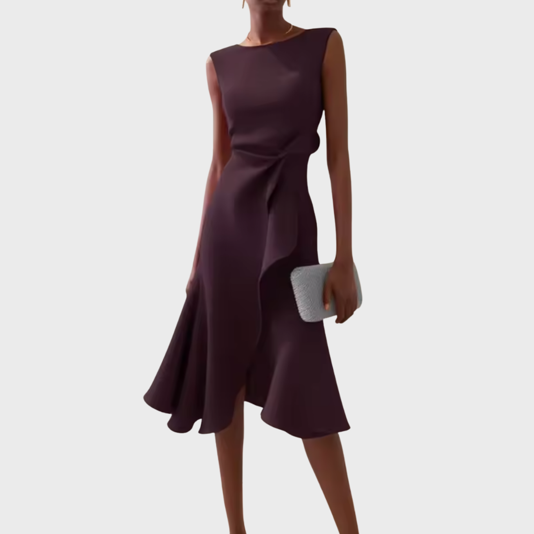 Dames Midi Jurk Asymmetrisch Gedrapeerd voor Stijlvolle Gelegenheden 10