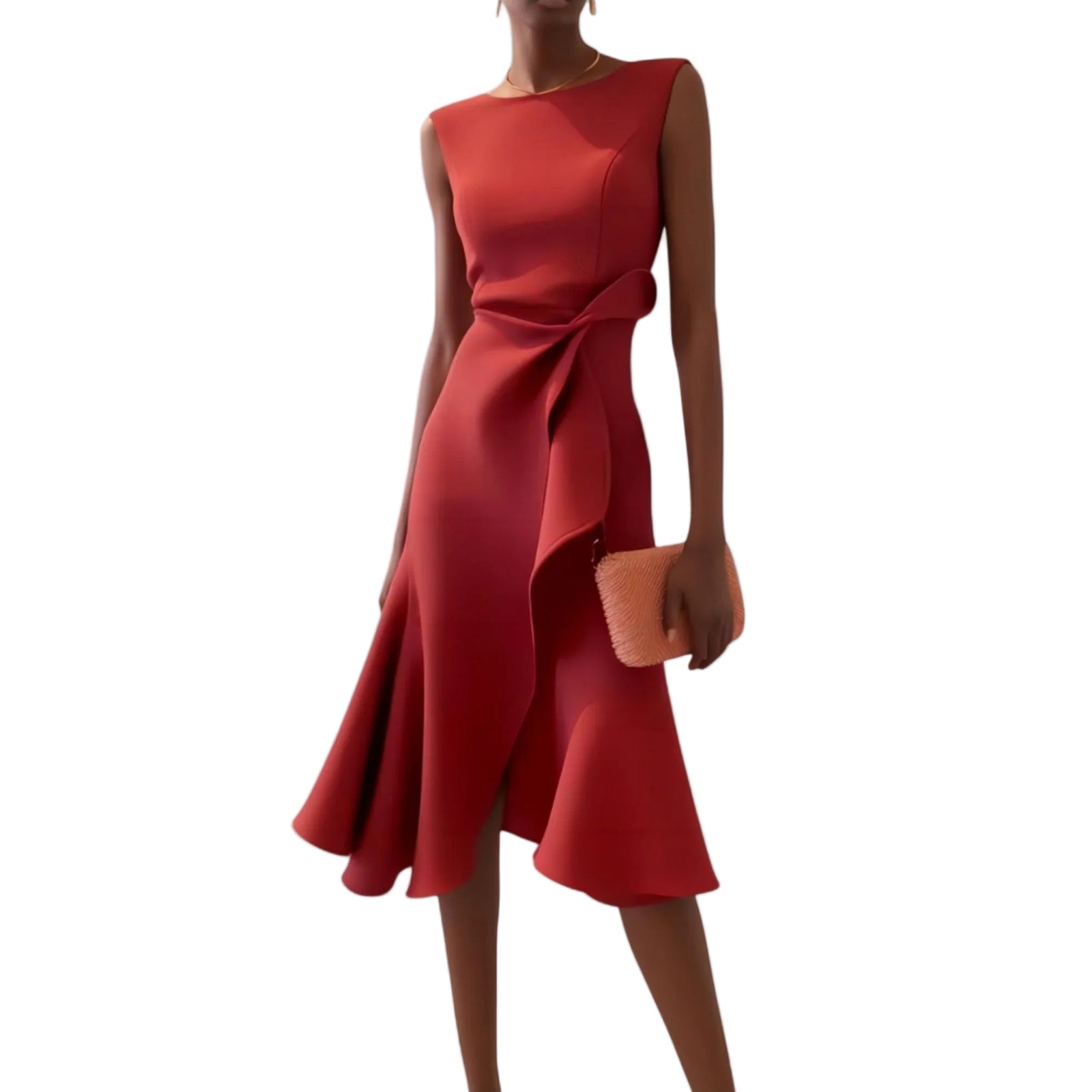 Dames Midi Jurk Asymmetrisch Met Vloeiende Drapering 0