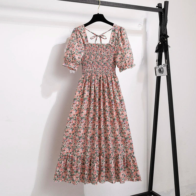 Dames Midi Jurk Geplooid met Korte Mouwen 11