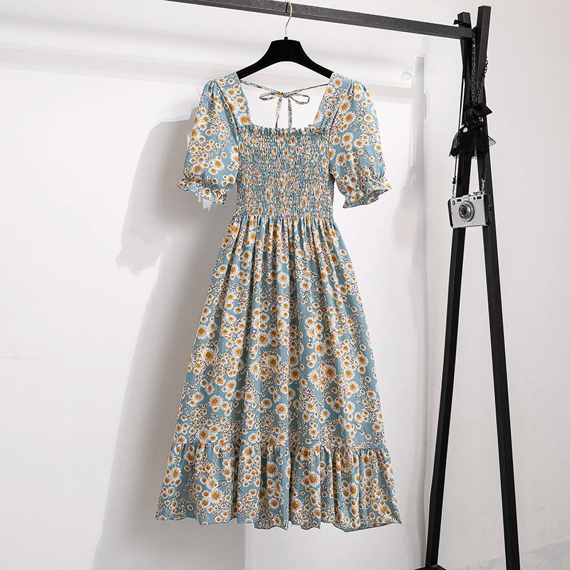 Dames Midi Jurk Geplooid met Korte Mouwen 14