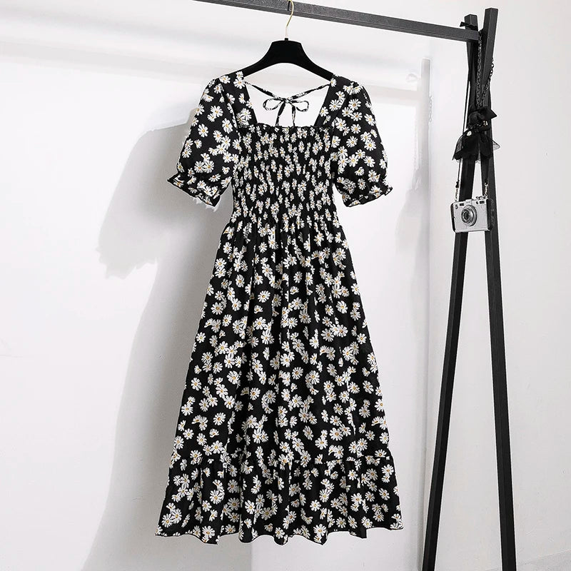 Dames Midi Jurk Geplooid met Korte Mouwen 15