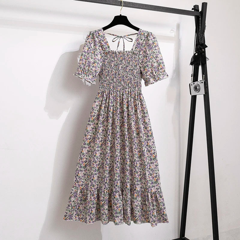 Dames Midi Jurk Geplooid met Korte Mouwen 16